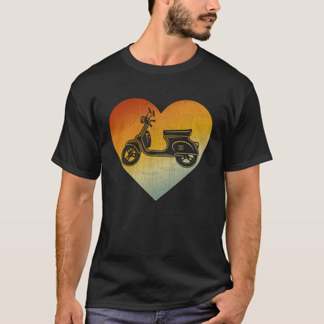 Camiseta Hombres Scooters Mujeres De Estilo Retro Cardíaco  (Anverso)