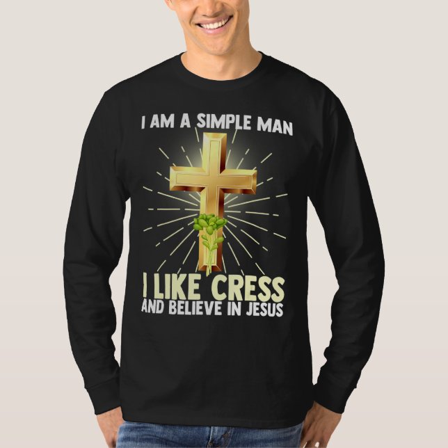 Camiseta Hombres Sencillos Como El Vegan Cress Creen En Jes (Anverso)