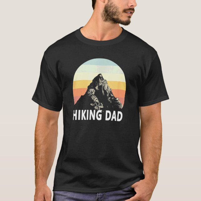 Camiseta Hombres Senderismo Papá Montaña Sunset Círculo Arc (Anverso)