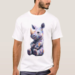 Camiseta Hombres sentados con rinoceronte pintado con salpi