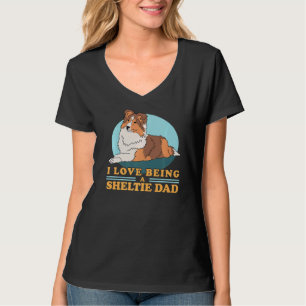 Camiseta Hombres Sheltie Dad Dueño de Perro Shetland Sheepd