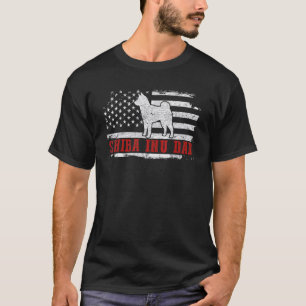 Camiseta Hombres Shiba Inu Papá Angustió A La Bandera Estad