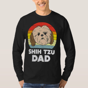 Camiseta Hombres Shih Tzu Face Dad Sunset Retro Mascota Due