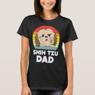 Camiseta Hombres Shih Tzu Face Dad Sunset Retro Mascota Due