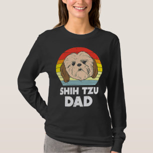 Camiseta Hombres Shih Tzu Face Dad Sunset Retro Mascota Due