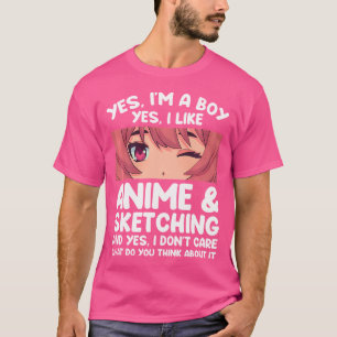 Camiseta Hombres Sí Soy Un Niño Sí Me Gusta Anime Esbozando