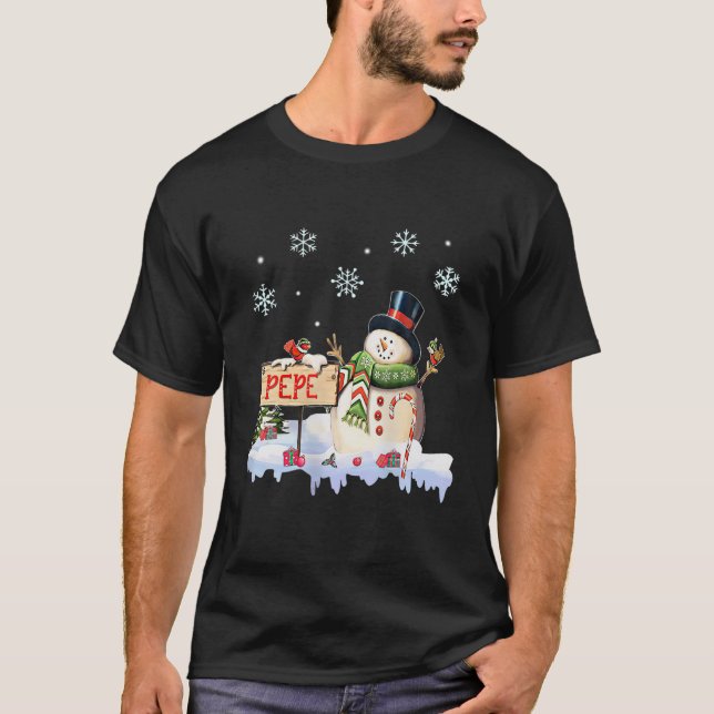 Camiseta Hombres Snowman Pepe congelan Navidades regalo de  (Anverso)