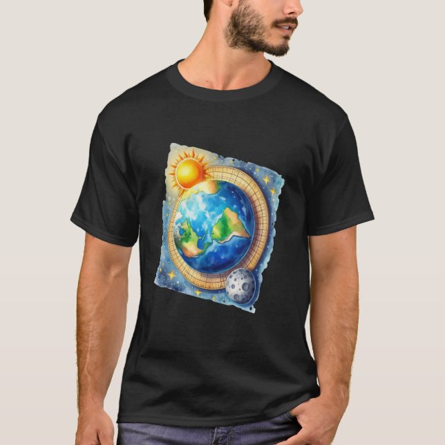 Camiseta Hombres Sociedad de Tierra Plana Divertida Conspir (Anverso)