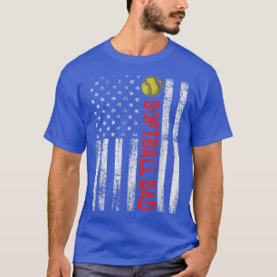 Camiseta Hombres Softball Papá Estados Unidos Bandera Papis
