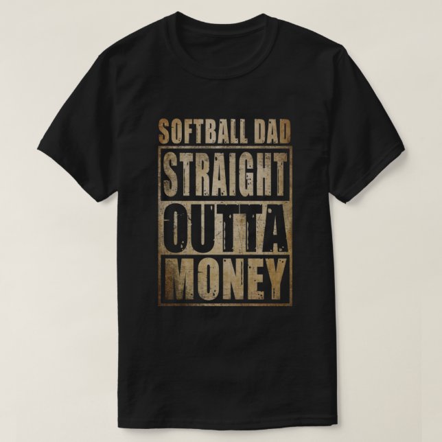 Camiseta Hombres Softball Papá sale directo del dinero, es  (Diseño del anverso)