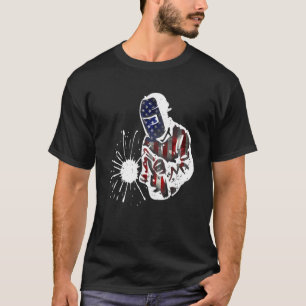 Camiseta Hombres Soldadora Dolor Ee.Uu. Bandera Americana S