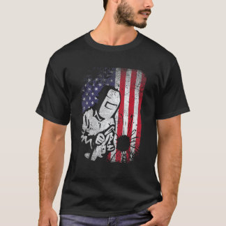 Camiseta Hombres Soldadora Dolor Ee.Uu. Bandera Americana S