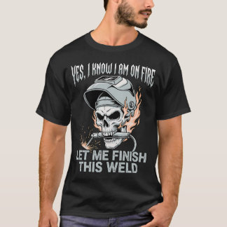 Camiseta Hombres soldadores cráneo soldador trabajo en meta