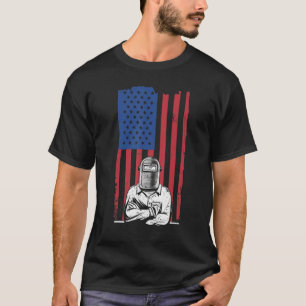 Camiseta Hombres Soldando a la Bandera Americana Soldador M