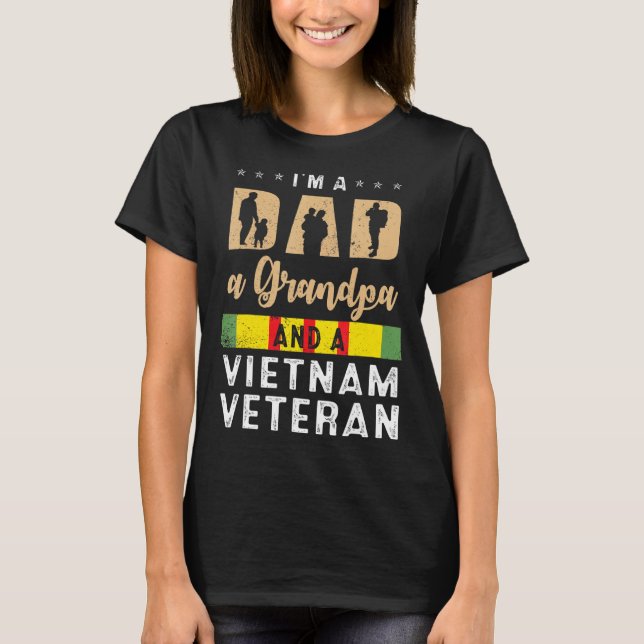 Camiseta Hombres, soy abuelo de papá y veterano retro V de  (Anverso)