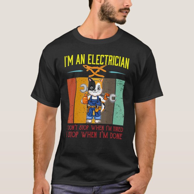 Camiseta Hombres, soy electricista paro cuando termine Line (Anverso)
