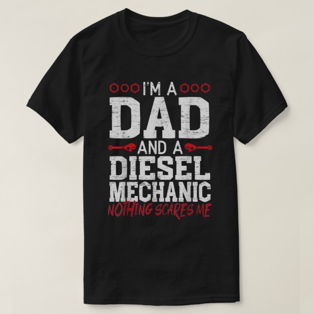Camiseta Hombres, soy papá y un padre mecánico diesel Día B (Diseño del anverso)