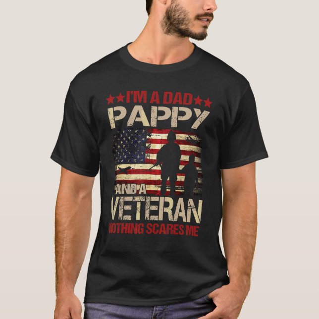 Camiseta Hombres, soy papa y un veterano, nada asusta (Anverso)
