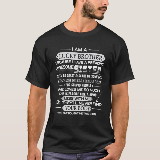 Camiseta Hombres, soy un hermano afortunado de un sinfín as (Anverso)
