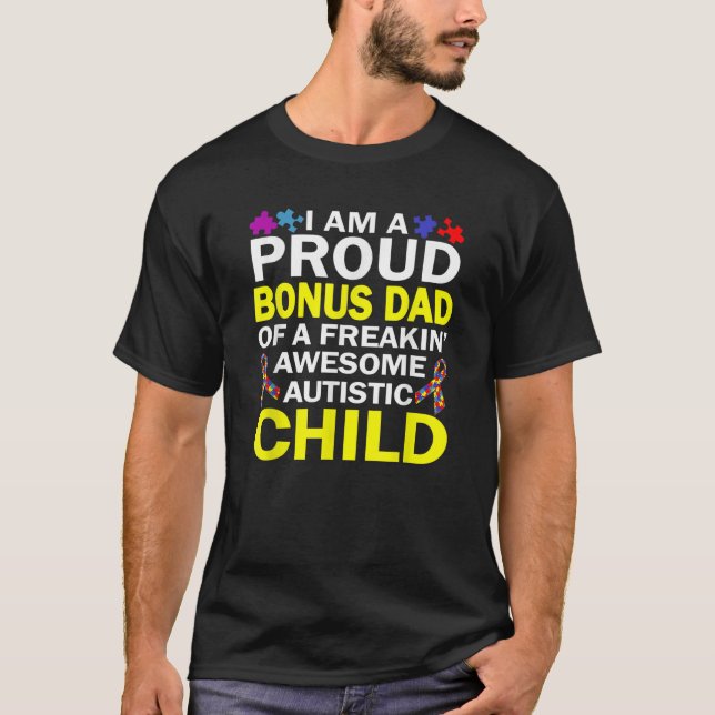 Camiseta Hombres, soy un orgulloso bono, papá, autismo infa (Anverso)