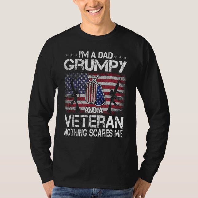 Camiseta Hombres, soy un papá malhumorado y un veterano sin (Anverso)