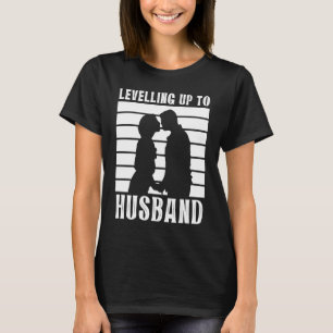 Camiseta Hombres Subiendo de Nivel a Esposos Novios de Boda