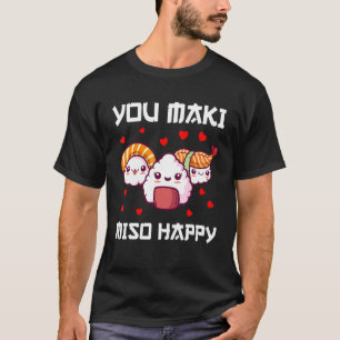 Camiseta Hombres Sushi Miso Maki Japón Wasabi Nigiri Pescad