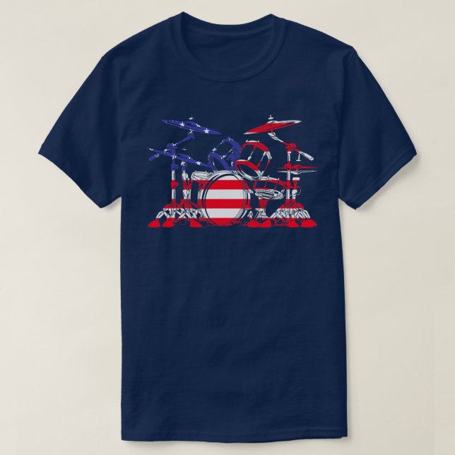 Camiseta Hombres tamborileros patrióticos con bandera estad (Diseño del anverso)