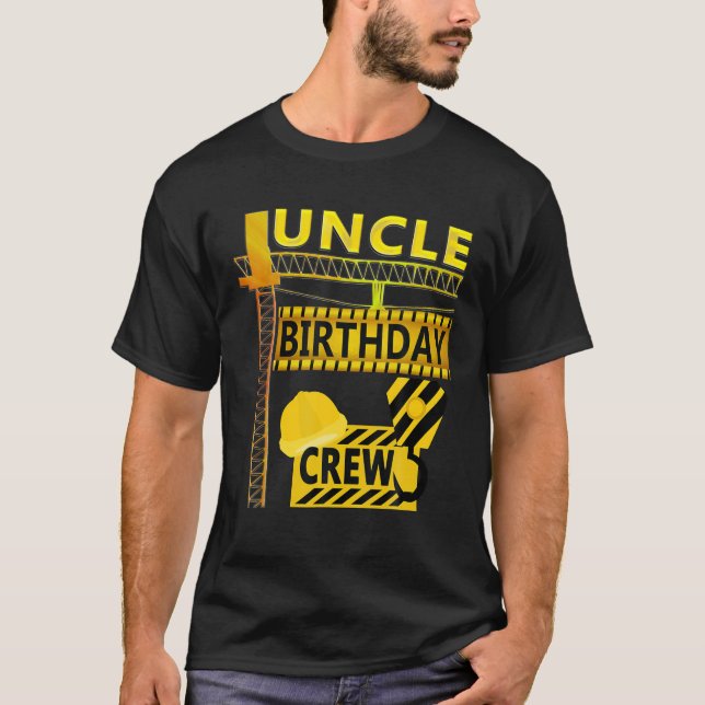 Camiseta Hombres Tío Birthday Crew B Day Uncle Construction (Anverso)