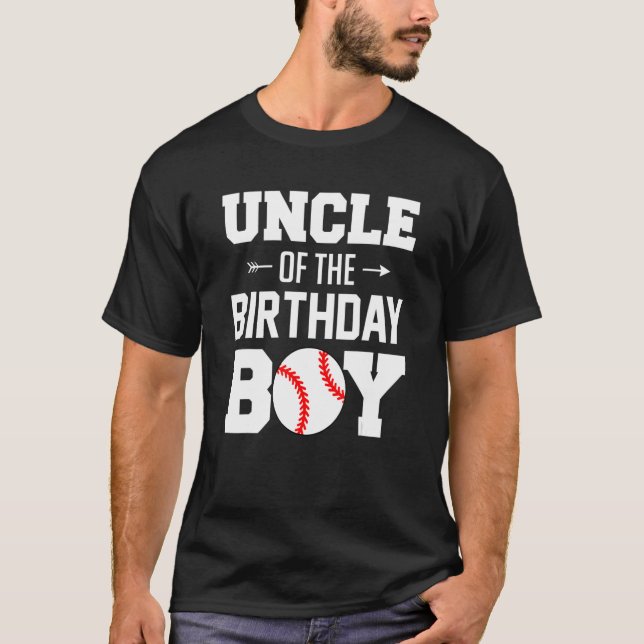 Camiseta Hombres Tío Del Niño De Cumpleaños Béisbol Fami (Anverso)