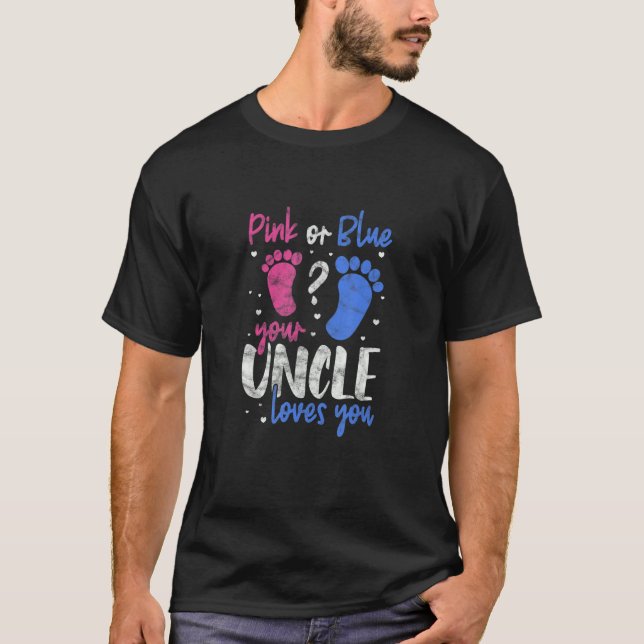 Camiseta Hombres Tío Género Revelar Rosa O Azul Tu Tío L (Anverso)