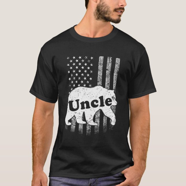 Camiseta Hombres Tío Oso Camuflaje Bandera Estadounidense R (Anverso)