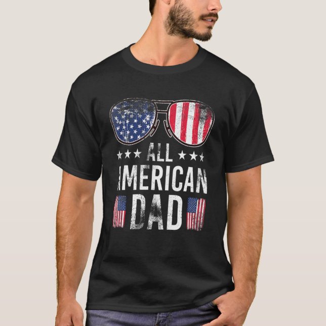 Camiseta Hombres Todo Papá Americano Merica Gafas De Sol Ba (Anverso)