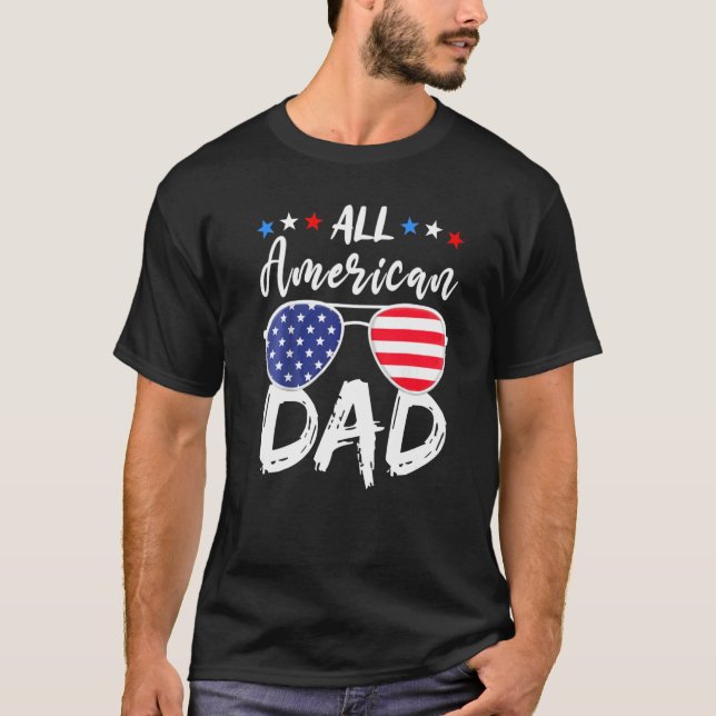 Camiseta Hombres Todos Los Papá Americanos 4 De Julio Gafas (Anverso)