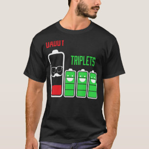 Camiseta Hombres Trilliza Papi De 3 Niños Batería Baja Fath