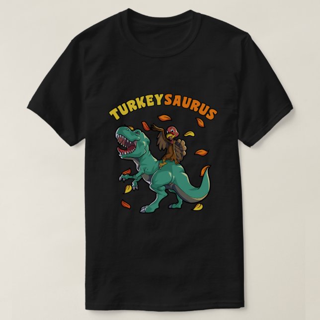 Camiseta Hombres turcos montando dinosaurios T rex Thanksgi (Diseño del anverso)
