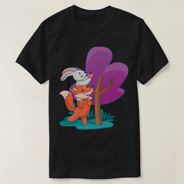 Camiseta Hombres, un lindo para y un conejito recogiendo un (Diseño del anverso)