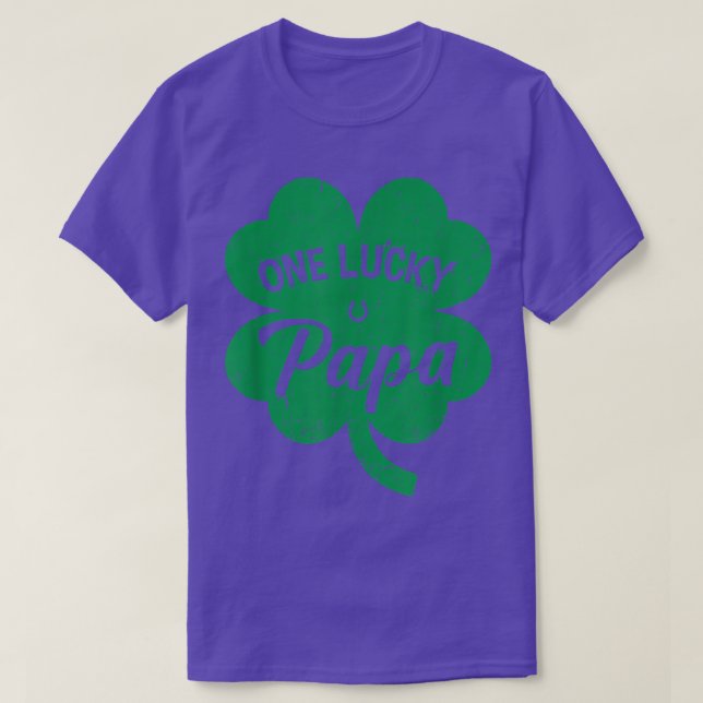 Camiseta Hombres Un Papa Suertudo Shamrock Four Leaf Clover (Diseño del anverso)