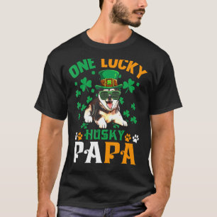 Camiseta Hombres Un Perro Afortunado Papa Funny Husky Dad S