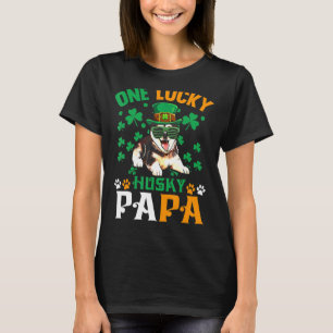 Camiseta Hombres Un Perro Afortunado Papa Funny Husky Dad S