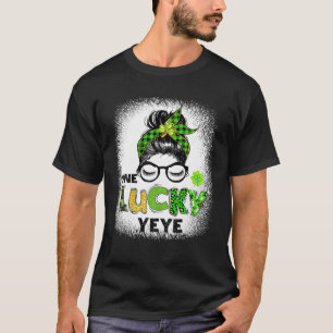 Camiseta Hombres un suertudo yeye Messy Bun Leopard St Patr