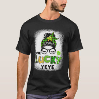 Camiseta Hombres un suertudo yeye Messy Bun Leopard St Patr