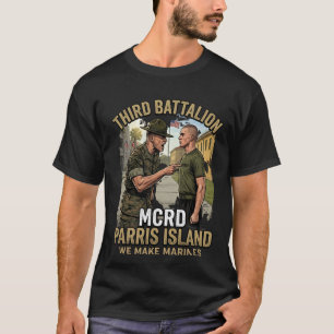 Camiseta Hombres USMC Tercer Batallón MCRD Isla Parris Noso
