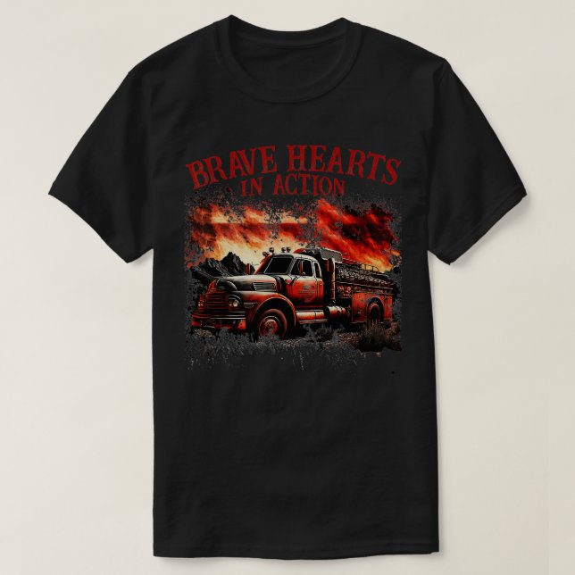 Camiseta Hombres Valientes Corazones En Acción Camión De Fu (Diseño del anverso)