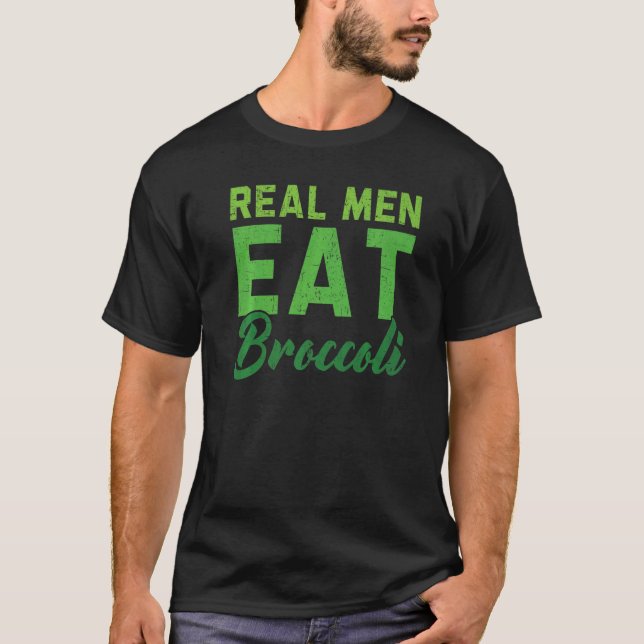 Camiseta Hombres Verdaderos Comen Broccoli Vegetable Saluda (Anverso)