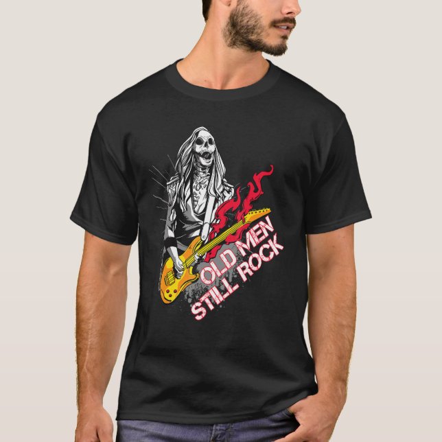 Camiseta Hombres viejos siguen rodando esqueleto roca esque (Anverso)
