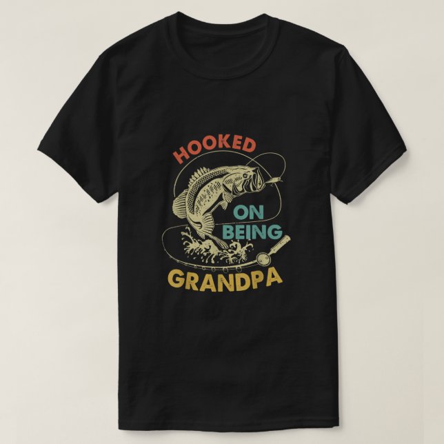 Camiseta Hombres Vinculados A Ser Abuelo Pescador Día F (Diseño del anverso)