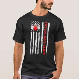 Camiseta Hombres Vintage American Flag Bowling Dad Bowling
