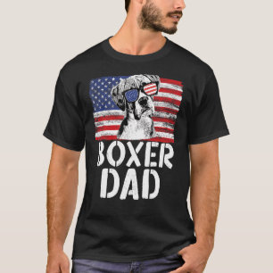 Camiseta Hombres Vintage American Flag Boxer Dad Dog For Fa