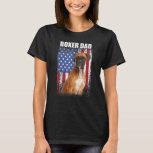 Camiseta Hombres Vintage American Flag Boxer Dad Dog For Fa